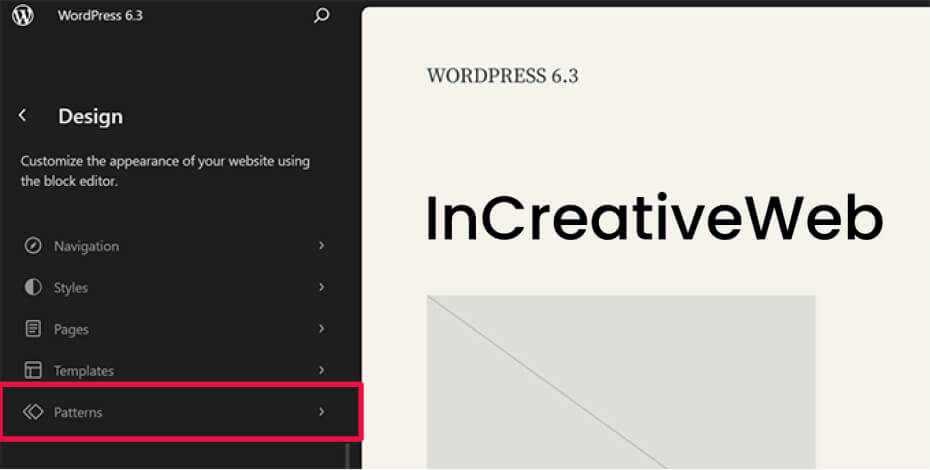 Manage Patterns in Site Editor