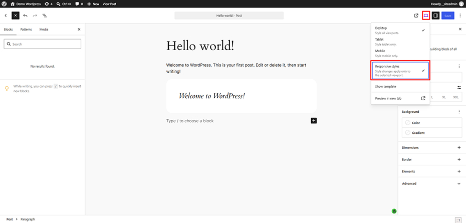 WordPress 7.1 Responsive Styling
